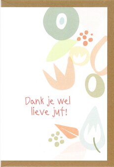 Wenskaart Fini dank je wel lieve juf